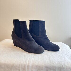 Stuart Weitzman Gray Suede Wedge Heel Ankle Boot Size 6